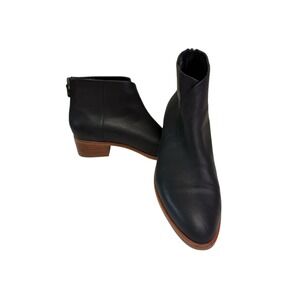 SOLUDOS Black Leather Ankle Boots Zip Block Heel Women Size 11 EU 41.5